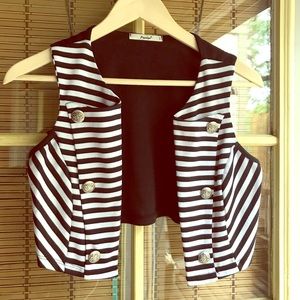 Papaya Double Breasted Striped Vest